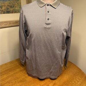 Vintage Designer! Stylish Marbas Gray/Brown Checkered Polo Shirt- M